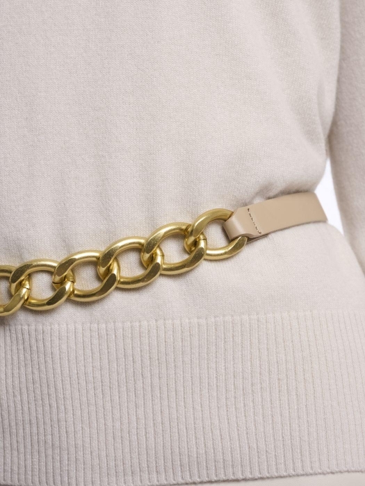 Rino en Pelle Belt with metal chain 60 beige