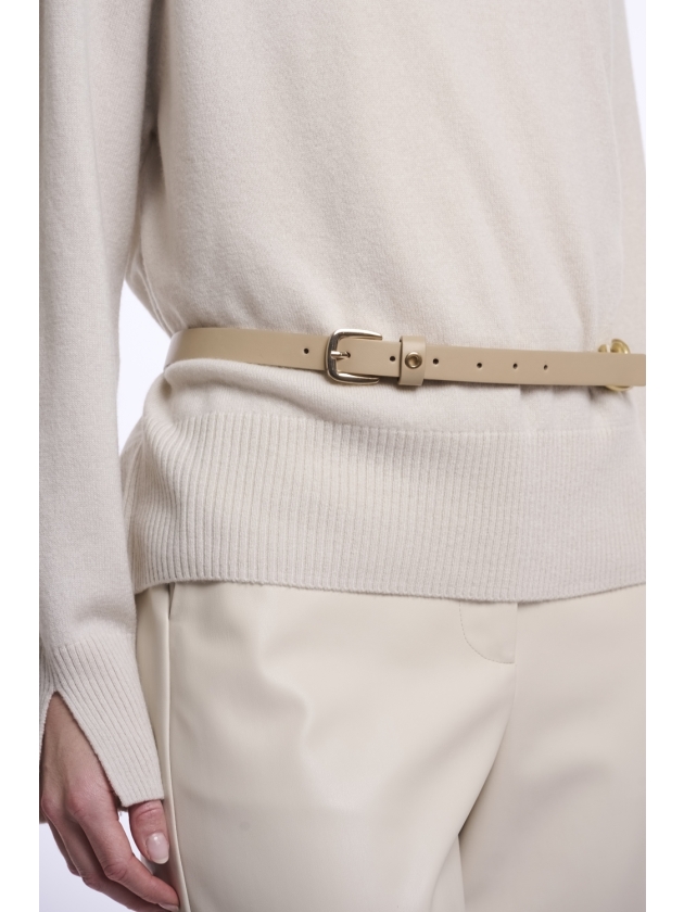 Rino en Pelle Belt with metal chain 60 beige