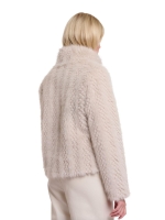 Rino en Pelle Single breasted faux fur jacket 10989 birch dessin