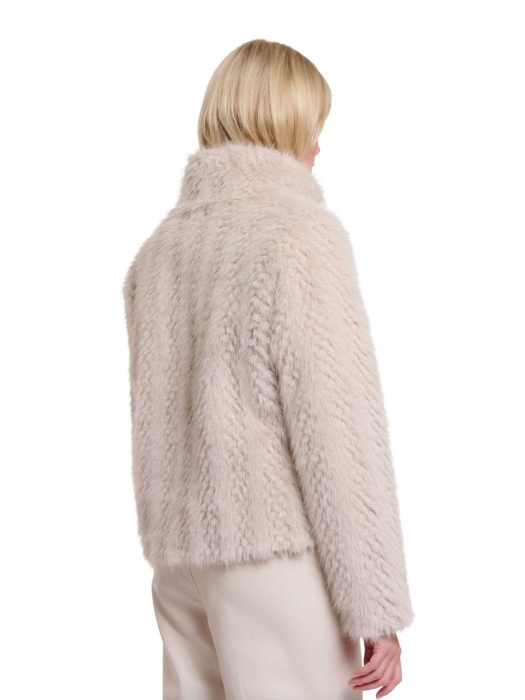 Rino en Pelle Single breasted faux fur jacket 10989 birch dessin