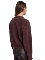 Rino en Pelle Short cardigan with zipper closure 11099 coffee roast