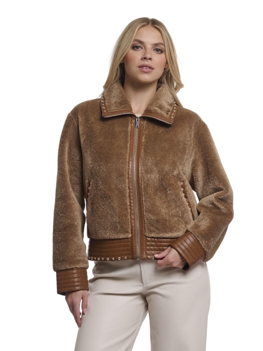 Rino en Pelle Jacket with studs 11133 toast