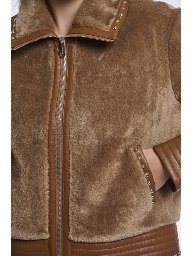 Rino en Pelle Jacket with studs 11133 toast