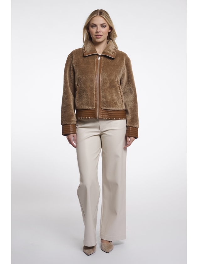 Rino en Pelle Jacket with studs 11133 toast