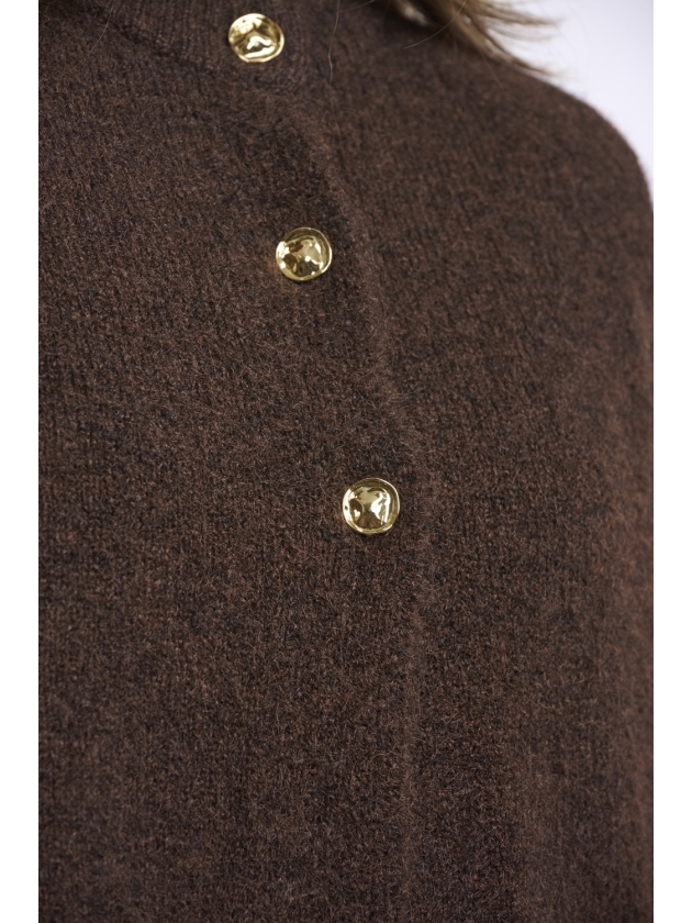 Rino en Pelle Knitted cape 10165 dark brown