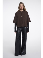 Rino en Pelle Knitted cape 10165 dark brown