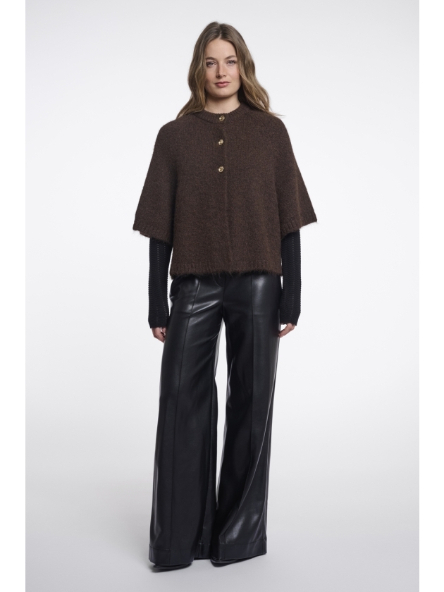 Rino en Pelle Knitted cape 10165 dark brown