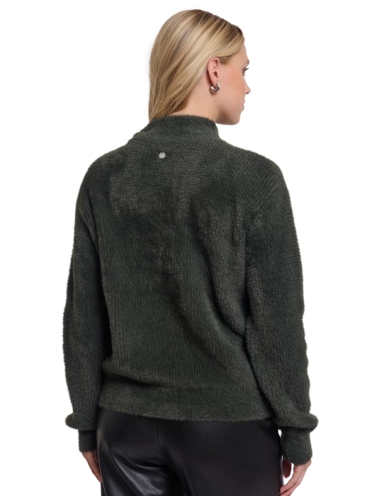 Rino en Pelle Pullover with bowtie neckline 11145 hunter green