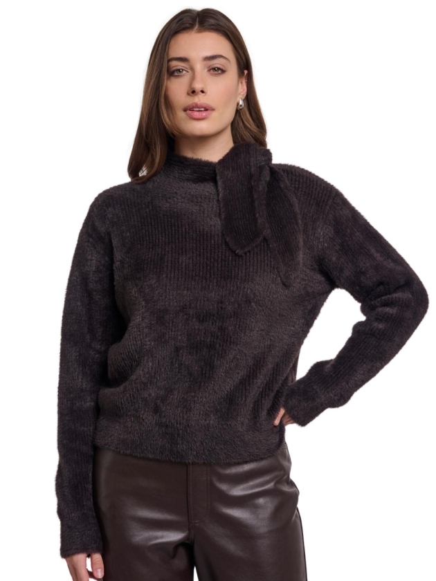 Rino en Pelle Pullover with bowtie neckline 11104 peated
