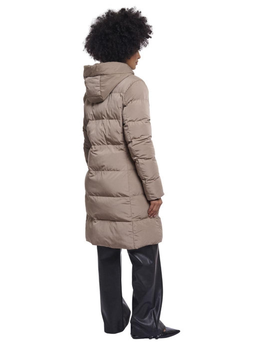 Rino en Pelle Long padded hooded coat 10868 toffee
