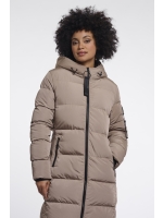 Rino en Pelle Long padded hooded coat 10868 toffee