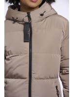 Rino en Pelle Long padded hooded coat 10868 toffee