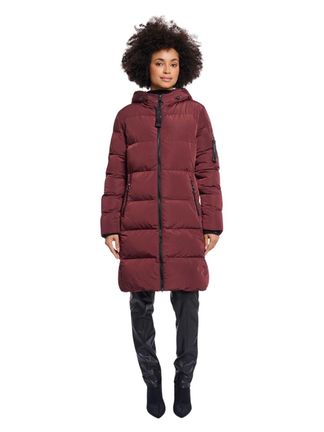 Rino en Pelle Long padded hooded coat 10873 chocolate bean