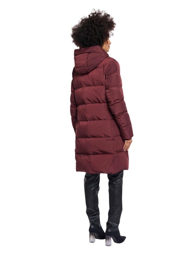 Rino en Pelle Long padded hooded coat 10873 chocolate bean