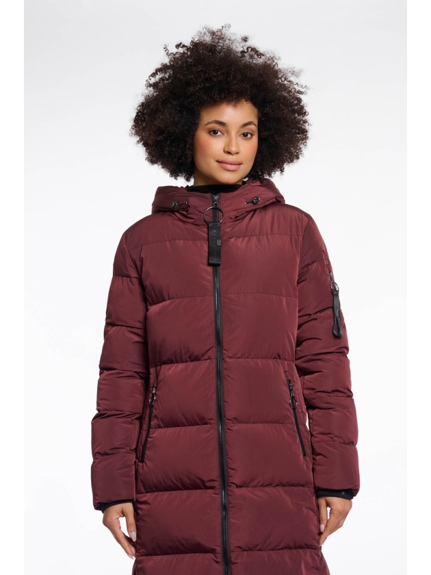 Rino en Pelle Long padded hooded coat 10873 chocolate bean