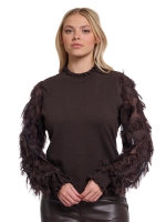 Rino en Pelle Knitted pullover with fancy long sleeves 11104 peated