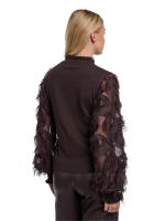 Rino en Pelle Knitted pullover with fancy long sleeves 11104 peated