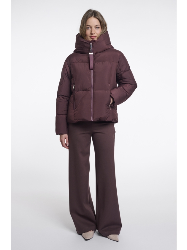 Rino en Pelle Padded jacket with detachable collar 11122 fudge cloak