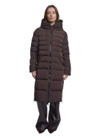 Rino en Pelle Long padded hooded coat 11137 peated brown leopard
