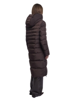 Rino en Pelle Long padded hooded coat 11137 peated brown leopard