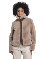 Rino en Pelle Short faux fur jacket 10866 oat