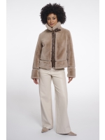 Rino en Pelle Short faux fur jacket 10866 oat