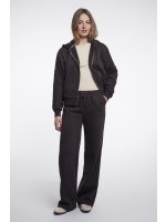 Rino en Pelle Regular length wide leg pants 11099 coffee roast