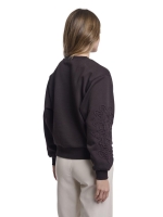 Rino en Pelle Crew neck sweater with applicated sleeves 11099 coffee roast