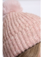 Rino en Pelle Beanie with pompon and fleece 11186 soft pink blend