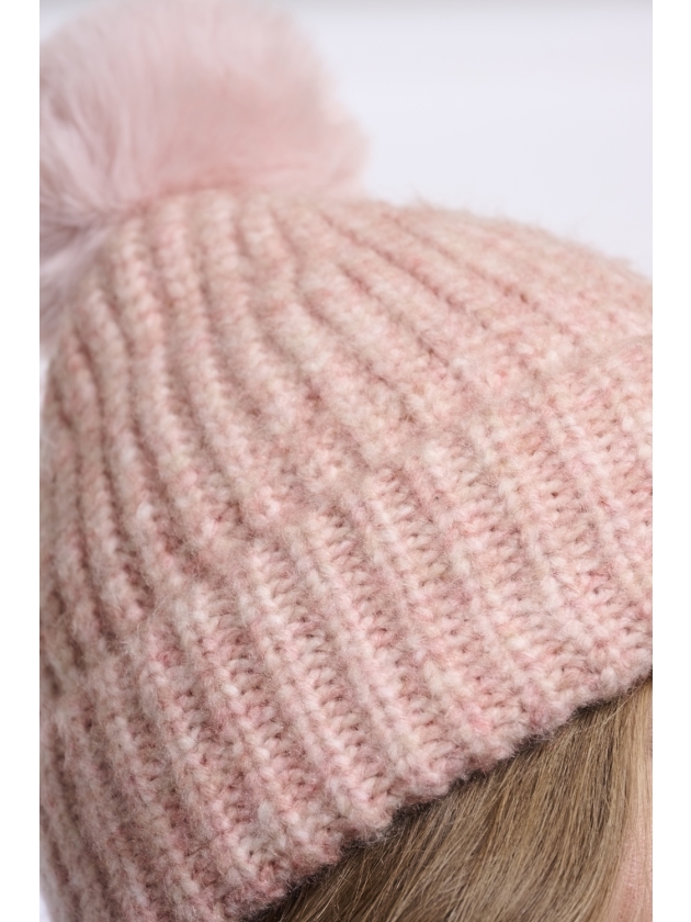 Rino en Pelle Beanie with pompon and fleece 11186 soft pink blend
