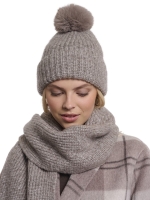 Rino en Pelle Beanie with pompon and fleece 11187 toffee blend
