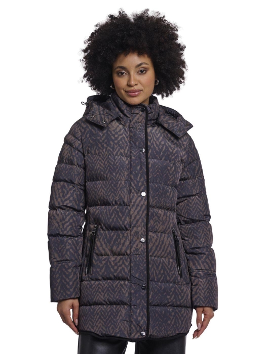 Rino en Pelle Padded coat with detachable hood 11134 bark blurry graphic