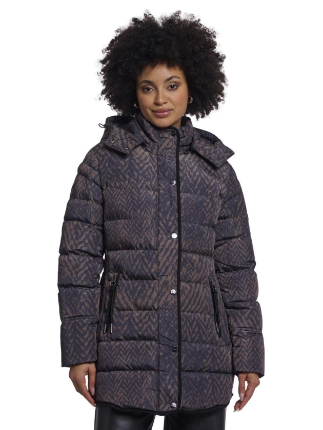 Rino en Pelle Padded coat with detachable hood 11134 bark blurry graphic