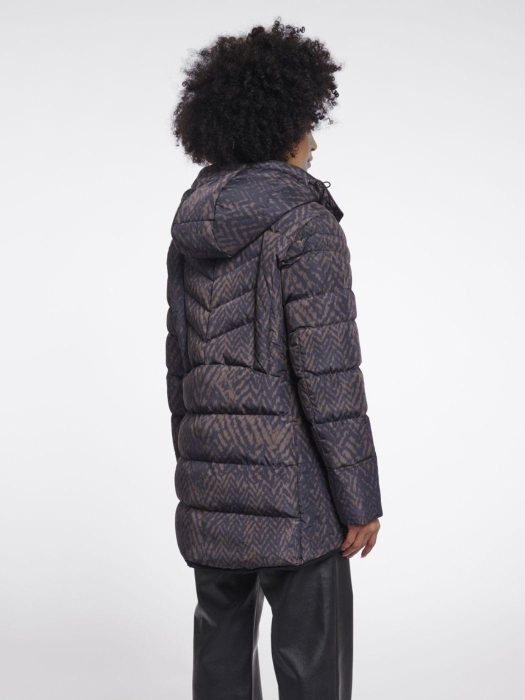 Rino en Pelle Padded coat with detachable hood 11134 bark blurry graphic