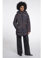 Rino en Pelle Padded coat with detachable hood 11134 bark blurry graphic