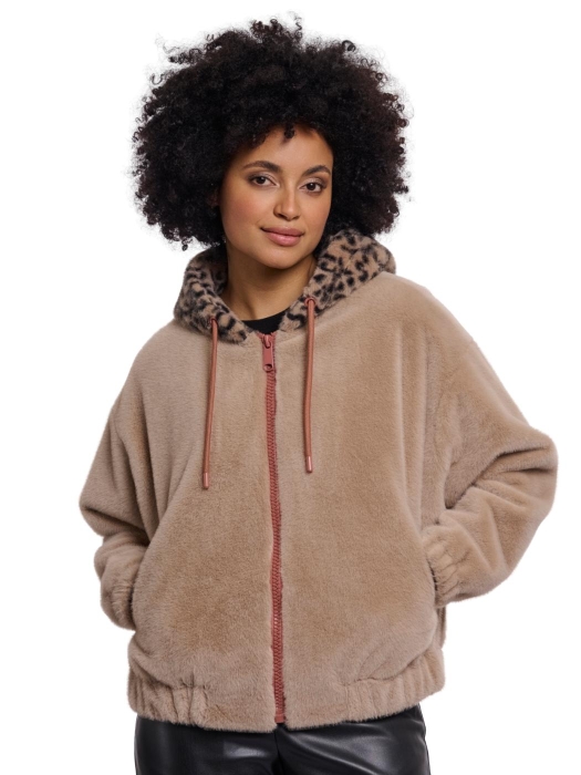 Rino en Pelle Jacket with zipper and hood 10866 oat