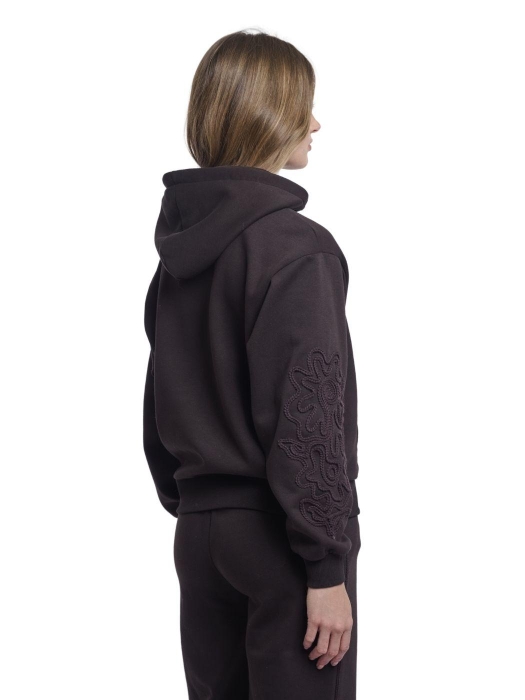 Rino en Pelle Hoodie with zipper closure 11099 coffee roast