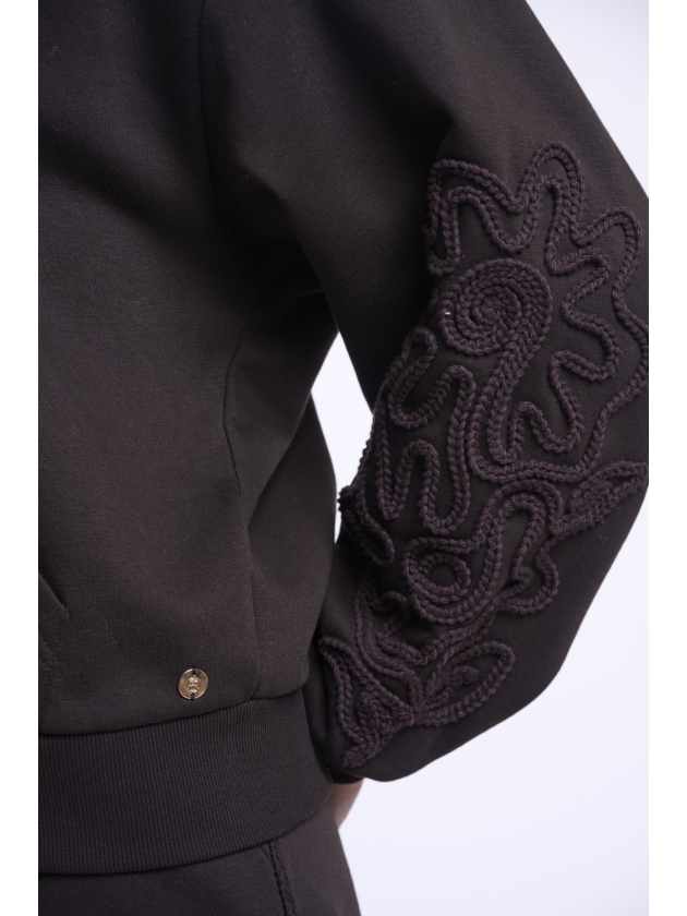 Rino en Pelle Hoodie with zipper closure 11099 coffee roast