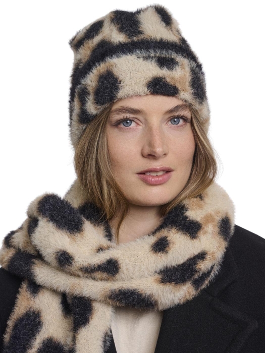 Rino en Pelle Beanie with print 11060 big leopard