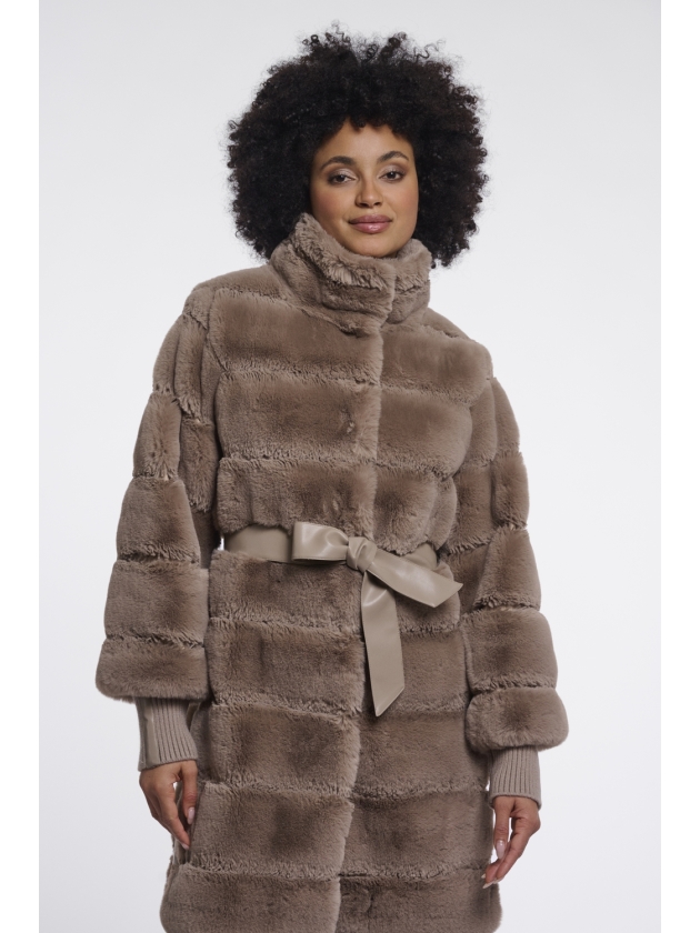 Rino en Pelle Coat with rib cuffs 11100 mocha latte