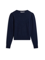 Summum Woman Puff sleeve sweater Cotton wool alpaca knit 495 Midnight blue