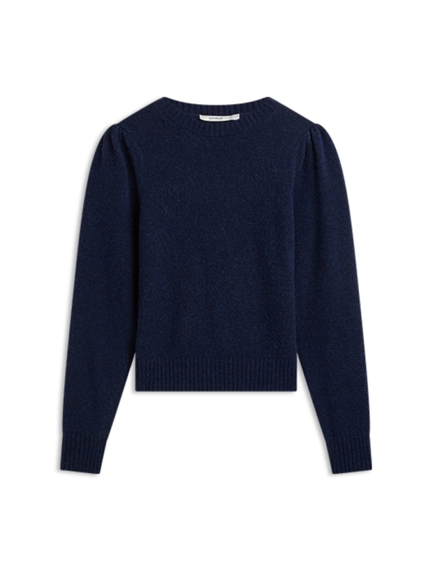 Summum Woman Puff sleeve sweater Cotton wool alpaca knit 495 Midnight blue