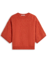 Summum Woman Boxy sweater Mohair wool blend knit 508 Goji berry