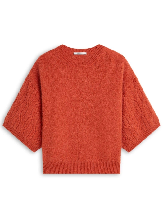 Summum Woman Boxy sweater Mohair wool blend knit 508 Goji berry