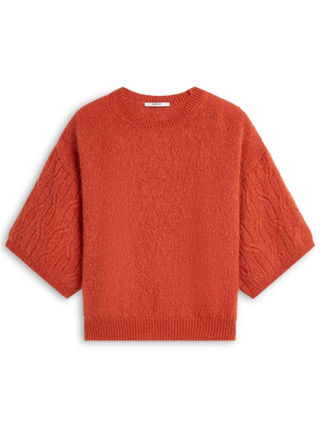 Summum Woman Boxy sweater Mohair wool blend knit 508 Goji berry