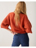 Summum Woman Boxy sweater Mohair wool blend knit 508 Goji berry