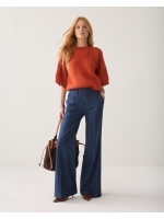 Summum Woman Boxy sweater Mohair wool blend knit 508 Goji berry