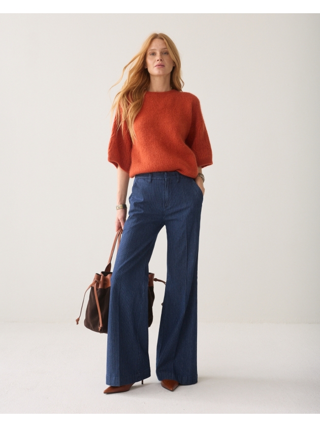 Summum Woman Boxy sweater Mohair wool blend knit 508 Goji berry