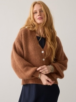 Summum Woman Cardigan Mohair wool blend knit 739 Cinnamon