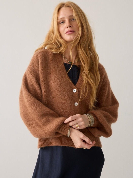 Summum Woman Cardigan Mohair wool blend knit 739 Cinnamon